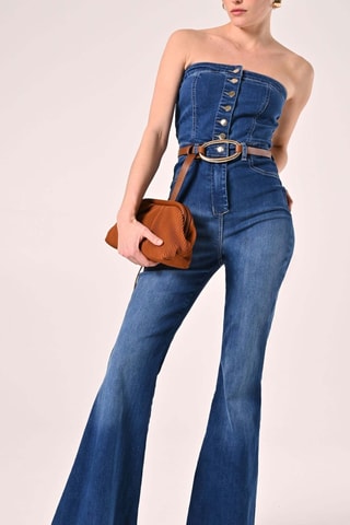 Combinaison bustier en jean - Bleu foncé
