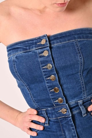 Combinaison bustier en jean - Bleu foncé