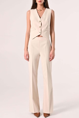 Pantalon taille haute - Beige