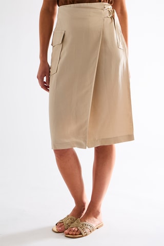 Jupe portefeuille taille haute - Beige