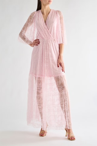 Robe longue en dentelle - Rose