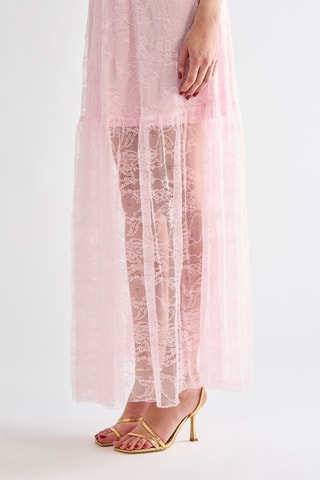 Robe longue en dentelle - Rose