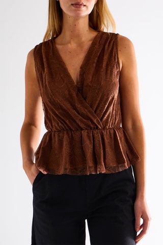 Top en dentelle - Marron