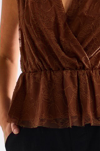 Top en dentelle - Marron