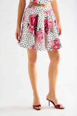 Jupe patineuse taille haute - Fuchsia et blanc