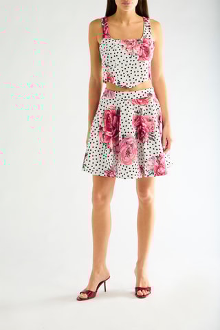 Jupe patineuse taille haute - Fuchsia et blanc