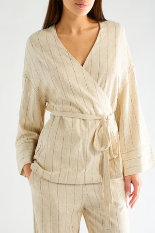 Blouse portefeuille en lin - Beige