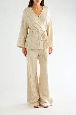 Blouse portefeuille en lin - Beige