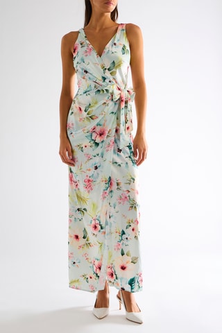 Robe longue - Vert et blanc