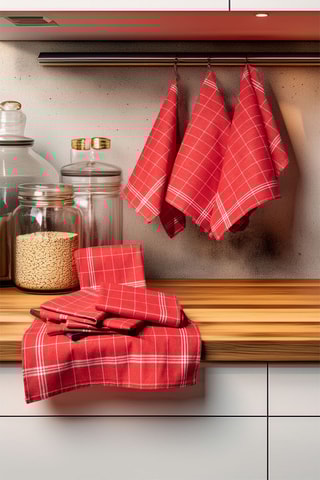 10 Theedoeken - Rood - 50 x 70 cm