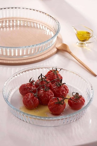 2 plats à four en verre borosilicate - 32 x 32 x 5 cm et 26 x 26 x 4,5 cm