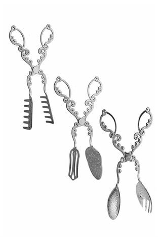 3 pinces de service en métal - 22 cm