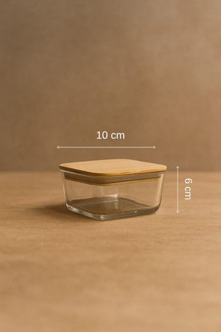 4 boîtes de conservation en verre avec couvercles en bambou - 30 cl