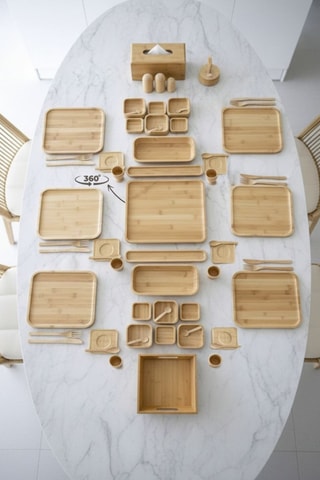 Service en bambou - 57 pièces