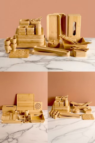 Service en bambou - 57 pièces