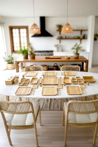 Service en bambou - 57 pièces