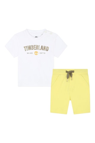 T-shirt e shorts - Bianco e giallo - Timberland