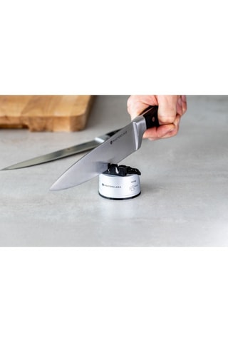 Afiador de facas duplo Smart Sharp em aço inoxidável e cerâmica - 6 x 6,5 cm