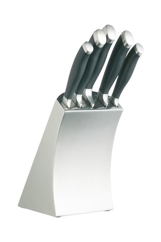 Bloco de 5 facas em aço inoxidável