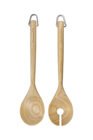 Berkenhouten en Roestvrijstalen Saladebestek