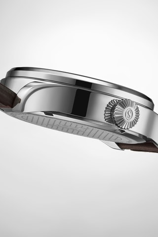 Montre à quartz en cuir - Marron et argenté