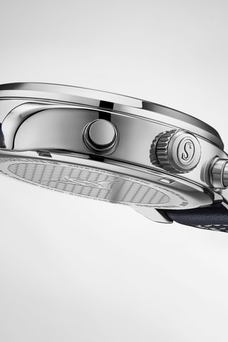 Montre à quartz en cuir - Chronographe - Bleu et argenté