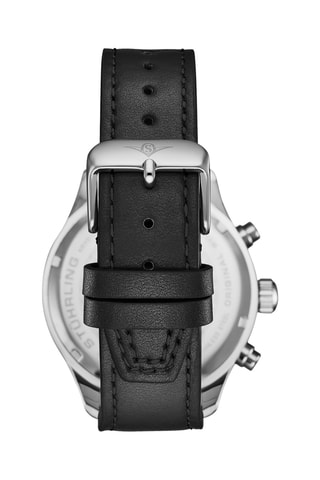 Montre à quartz en cuir - Chronographe - Noir et argenté