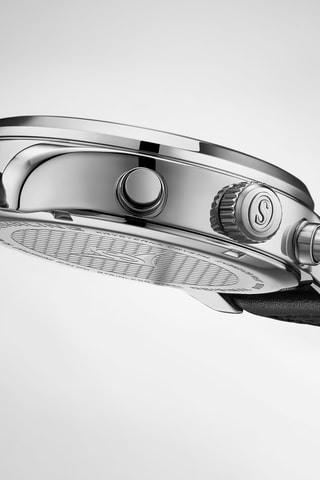 Montre à quartz en cuir - Chronographe - Noir et argenté