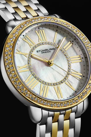 Montre à quartz en acier - Argenté et doré rose