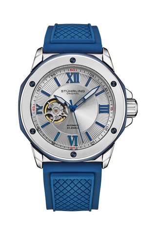 Montre automatique en silicone - Bleu et argenté