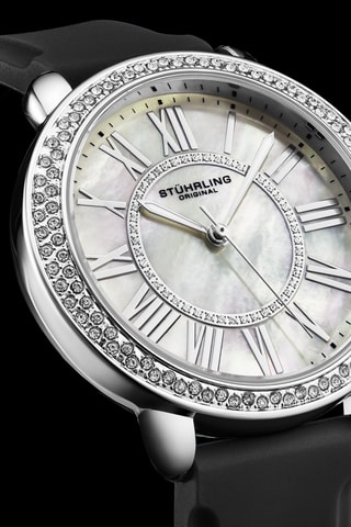 Montre à quartz en cuir - Noir et argenté