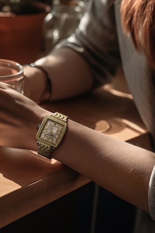 Montre à quartz en acier - Argenté et doré