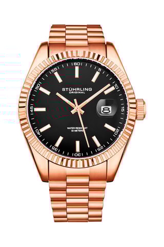 Montre à quartz en acier Symphony - Doré rose et noir