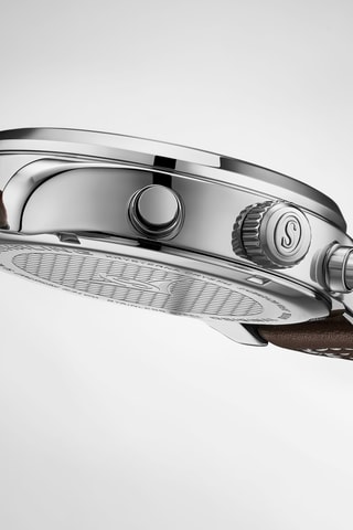 Montre à quartz en cuir - Chronographe - Marron et argenté