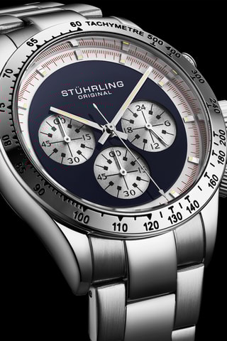 Montre à quartz en acier - Tachymètre - Argenté