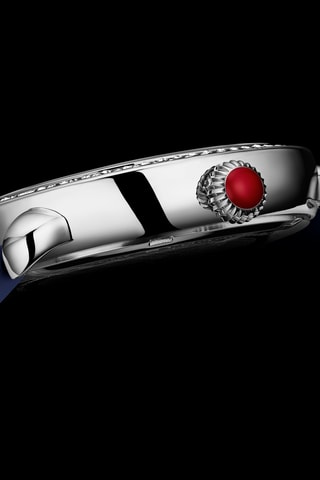 Montre à quartz en cuir - Bleu et argenté