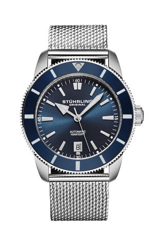 Montre automatique en acier - Argenté et bleu