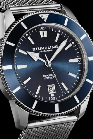 Montre automatique en acier - Argenté et bleu