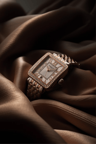 Montre à quartz en acier - Argenté et doré rose