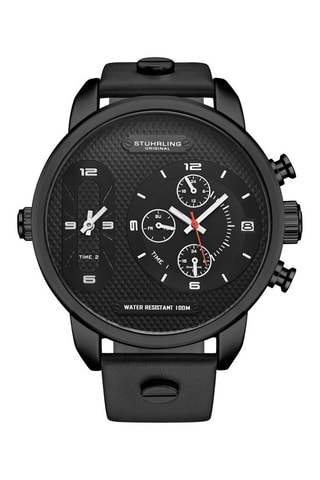 Montre à quartz en cuir - Noir