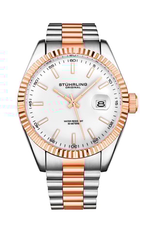 Montre à quartz en acier Symphony - Argenté et doré rose