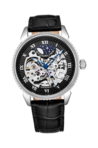 Montre automatique en cuir Legacy Noir et argenté