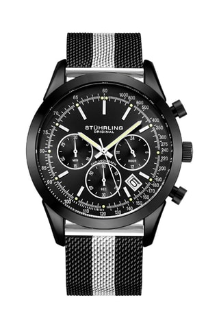 Montre à quartz en alliage Monaco - Tachymètre et chronographe - Noir et argenté