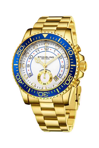 Montre de plongée à quartz en alliage Aquadiver - Doré et bleu