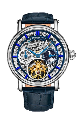 Montre automatique en cuir Legacy - Bleu et argenté