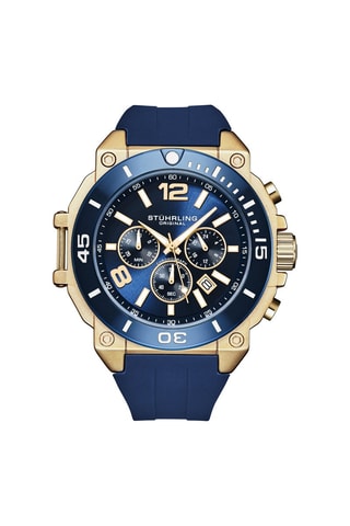 Montre à quartz en silicone - Chronographe - Bleu et doré