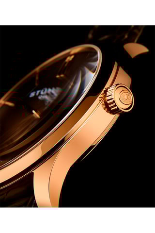 Montre à quartz en cuir - Marron et doré rose