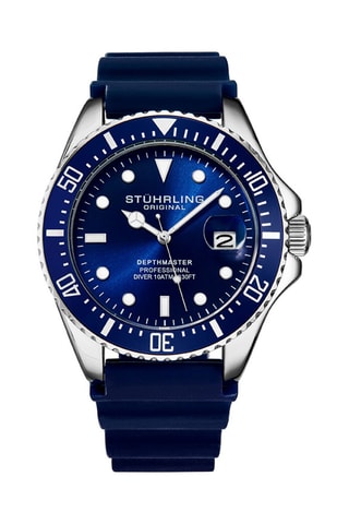 Montre à quartz en silicone Aquadiver - Bleu et argenté