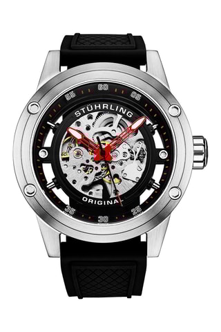 Montre automatique en caoutchouc Legacy - Noir et argenté