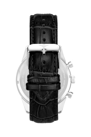 Montre à quartz en cuir Monaco - Chronographe - Noir et argenté